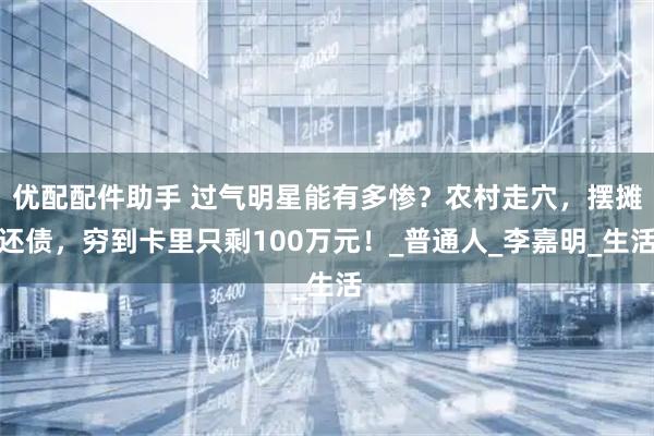 优配配件助手 过气明星能有多惨？农村走穴，摆摊还债，穷到卡里只剩100万元！_普通人_李嘉明_生活